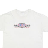 HANES Mens White Virginia Racing Graphic T-Shirt 2XL Short Sleeve Crew Neck