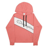 CHAMPION Womens Pink & White Colourblock Hoodie M Cotton Blend Casual Wear