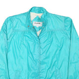 WINDY WEATHER Womens Turquoise Plain Button Jacket L Polyester Blend Lightweight