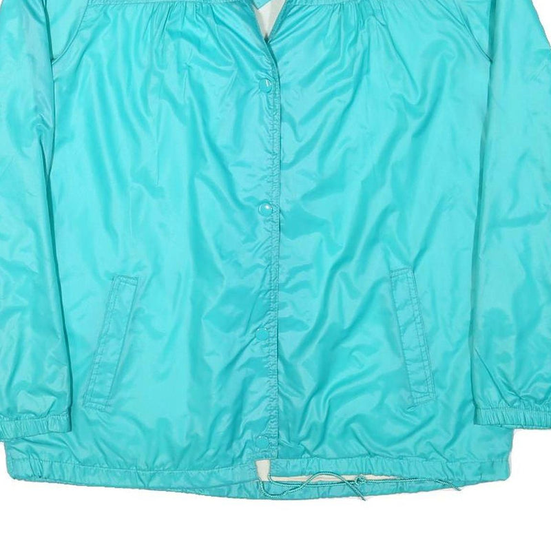WINDY WEATHER Womens Turquoise Plain Button Jacket L Polyester Blend Lightweight