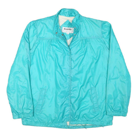 WINDY WEATHER Womens Turquoise Plain Button Jacket L Polyester Blend Lightweight