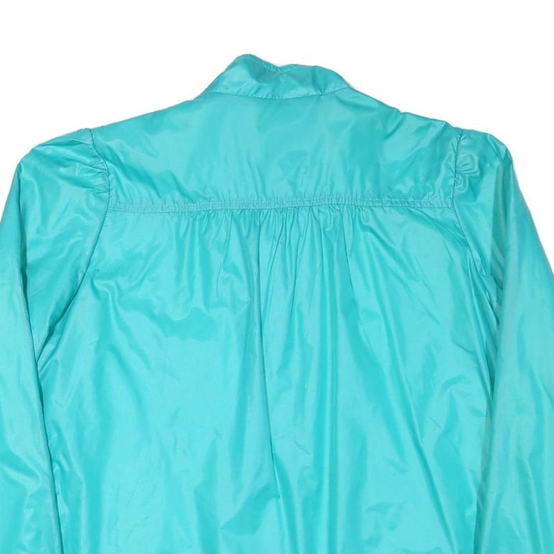WINDY WEATHER Womens Turquoise Plain Button Jacket L Polyester Blend Lightweight