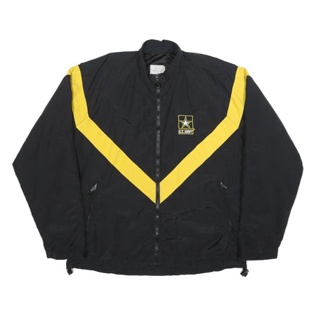 UNICOR Womens Black & Yellow U.S. Army Track Nylon Jacket M Zip Plain Casual