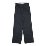 DICKIES Mens Cotton Black Loose Fit Straight Leg Trousers W28 L32 Workwear
