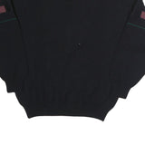 GRANCHO Mens Black Patterned V-Neck Jumper Wool M Cable Knit Relaxed