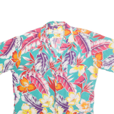 ISLANDER Mens Turquoise Floral Hawaiian Rayon Shirt M Summer Casual Vacation