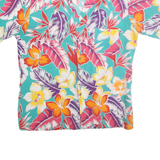 ISLANDER Mens Turquoise Floral Hawaiian Rayon Shirt M Summer Casual Vacation