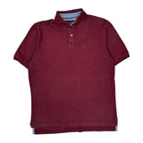 Tommy Hilfiger Polo Shirt - Large Burgundy Cotton