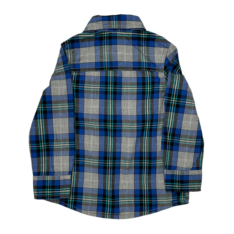 Age 3 Oshkosh Checked Shirt - 2XS Blue Cotton