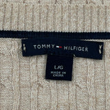 Tommy Hilfiger Cable Knit Sweater - Large Beige Cotton