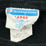 Vintage Champion Spellout Long Sleeve T-Shirt - Large Black Cotton