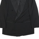 HUGO BOSS Mens Black Wool Double Breasted Jacket M Woven Satin Lapel Formal