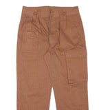 Mens Cotton Blend Brown Relaxed Cargo Trousers W33 L28 Utility Casual Zip