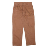 Mens Cotton Blend Brown Relaxed Cargo Trousers W33 L28 Utility Casual Zip