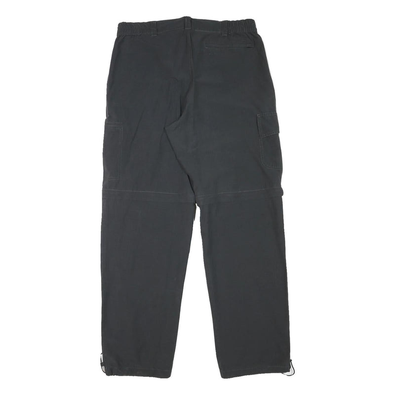TREVOLUTION Mens Relaxed Black Polyester Blend Zip Trousers W32 L31 Cargo Style