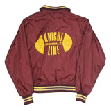 WEST WIND Mens Maroon Nylon Button Jacket L Plain Classic Retro Casual Vintage