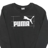 PUMA Womens Black Cotton Crew Neck UK 10 Logo Print Sweatshirt Casual