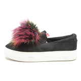 STEVE MADDEN Womens Black Synthetic Slip-On Trainers UK 5.5 Fur Detail Platform