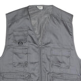 Mens Grey Utility Zip Jacket XL Polyester Blend Plain Multi Pocket Workwear Vest