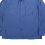 Mens Blue Pattern Long Sleeve Shirt L Button Front Casual Workwear Relaxed Fit