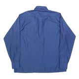 Mens Blue Pattern Long Sleeve Shirt L Button Front Casual Workwear Relaxed Fit