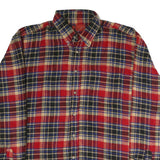 ELLEBI Mens Red Beige & Blue Check Shirt 2XL Cotton Long Sleeve Casual Button