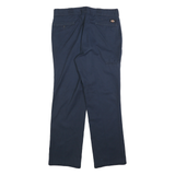 DICKIES Mens Cotton Blend Navy Regular Straight Trousers W36 L32 Workwear