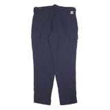 CARHARTT Mens Relaxed Navy Blue Cotton Blend Cargo Trousers W40 L34 Workwear