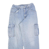 XER Womens Light Blue Regular Fit Straight Leg Denim Jeans W26 L30 Cargo Pocket