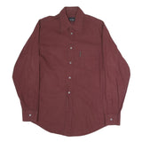 TRUSSARDI Mens Maroon Striped Shirt M Cotton Blend Classic Fit Long Sleeve