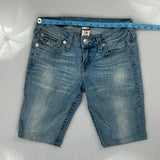 True Religion Contrast Stitch Denim Shorts - 28W UK 8 Light Wash Denim
