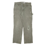 CARHARTT Mens Relaxed Green Cotton Blend Zip Trousers W33 L30 Workwear Painter