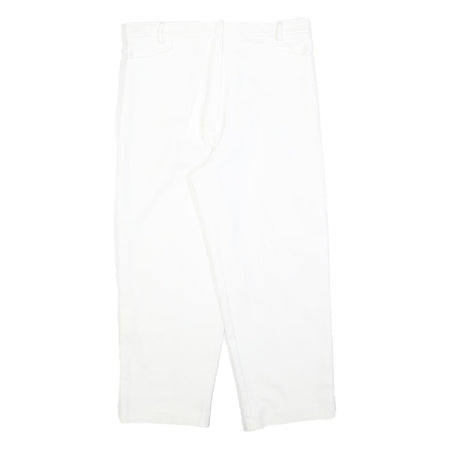 Womens White Relaxed Fit Cotton Blend Trousers W32 L25 Zip Closure