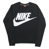 NIKE Mens Black Crew Neck S Cotton Blend Pullover Sweatshirt Bold Logo