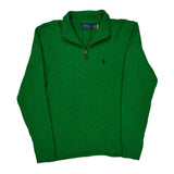 Polo By Ralph Lauren 1/4 Zip - Large Green Wool
