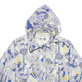 DAMART Womens Blue & Beige Nautical Print Jacket UK 6 Nylon Zip Hooded Casual