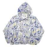 DAMART Womens Blue & Beige Nautical Print Jacket UK 6 Nylon Zip Hooded Casual