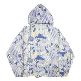 DAMART Womens Blue & Beige Nautical Print Jacket UK 6 Nylon Zip Hooded Casual