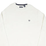 CHAPS Mens White Plain Cotton Blend Jumper Crew Neck Basic Knit 2XL Classic Fit