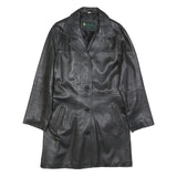 LAKELAND Womens Black Leather Button Jacket M Genuine Classic Smooth Finish