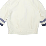 Womens White & Navy Button Crop Cotton Blend Jacket XS Retro Style