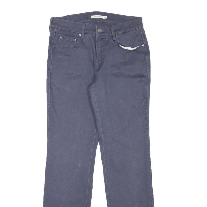 LEVI'S Womens Cotton Blend Blue Regular Straight Trousers W28 L30 Classic Fit