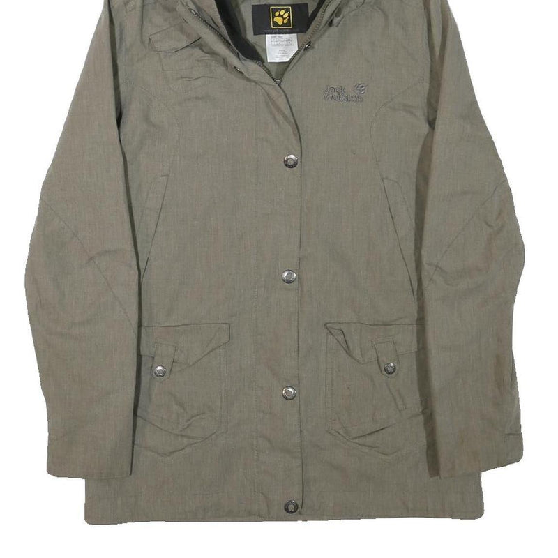 JACK WOLFSKIN Womens Green Jacket UK 10 Polyester Blend Zip Hooded Outdoor Parka