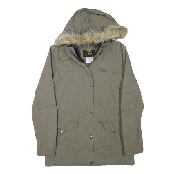 JACK WOLFSKIN Womens Green Jacket UK 10 Polyester Blend Zip Hooded Outdoor Parka