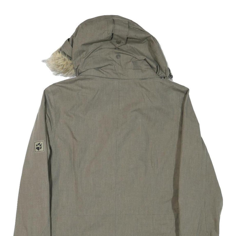 JACK WOLFSKIN Womens Green Jacket UK 10 Polyester Blend Zip Hooded Outdoor Parka