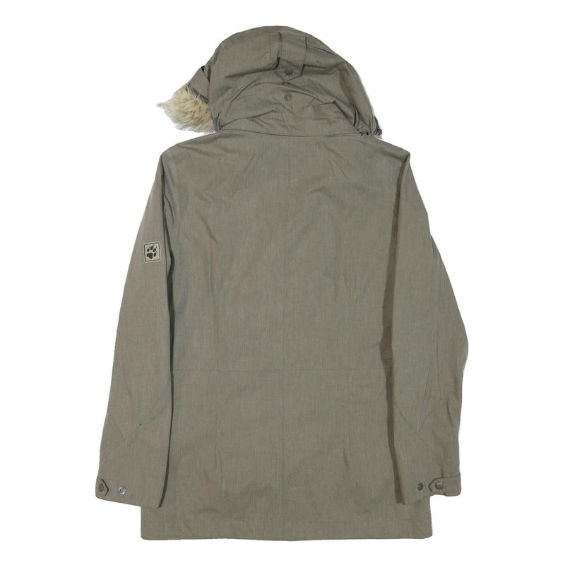 JACK WOLFSKIN Womens Green Jacket UK 10 Polyester Blend Zip Hooded Outdoor Parka