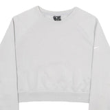 NIKE Womens White Cropped Crew Neck Sweatshirt S Embossed Logo