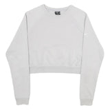 NIKE Womens White Cropped Crew Neck Sweatshirt S Embossed Logo