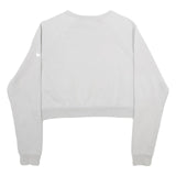 NIKE Womens White Cropped Crew Neck Sweatshirt S Embossed Logo