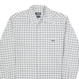FILA Mens White & Blue Checked Shirt M Casual Button-Down Long Sleeve Cotton
